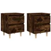 Image de Tables de chevet et pieds en bois 2 pcs Chêne fumé 40x35x50 cm