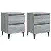 Image de Tables de chevet pieds en métal 2 pcs Sonoma gris 40x35x50 cm