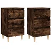 Image de Tables de chevet et pieds en bois 2 pcs Chêne fumé 40x35x69 cm
