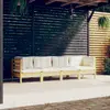 Image de vidaXL Salon de jardin 4 pcs avec coussins crème Bois de pin massif
