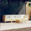 Image de vidaXL Salon de jardin 5 pcs avec coussins crème bois de pin massif