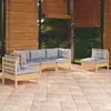 Image de vidaXL Salon de jardin 5 pcs avec coussins gris bois de pin massif