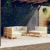 Image de vidaXL Salon de jardin 6 pcs avec coussins crème Bois de pin massif