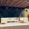 Image de vidaXL Salon de jardin 7 pcs avec coussins crème bois de pin massif