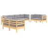 Image de Salon de jardin 8 pcs avec coussins gris Bois de pin massif