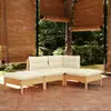 Image de vidaXL Salon de jardin 4 pcs avec coussins crème Bois de pin massif