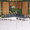 Image de vidaXL Salon de jardin 8 pcs avec coussins blanc bois de pin