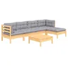 Image de vidaXL Salon de Jardin 6 pcs avec Coussins Gris Bois de pin