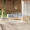 Image de vidaXL Salon de jardin 5 pcs avec coussins gris bois de pin