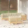Image de vidaXL Salon de jardin 7 pcs avec coussins crème bois de pin massif