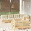 Image de vidaXL Salon de jardin 8 pcs avec coussins crème Bois de pin massif