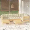 Image de vidaXL Salon de jardin 7 pcs avec coussins crème bois de pin massif