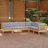 Image de vidaXL Salon de jardin 6 pcs avec coussins gris Bois de pin massif