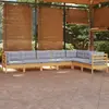 Image de vidaXL Salon de jardin 7 pcs avec coussins gris bois de pin massif
