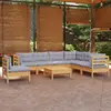 Image de vidaXL Salon de jardin 8 pcs avec coussins gris Bois de pin massif