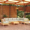 Image de vidaXL Salon de jardin 8 pcs avec coussins crème Bois de pin massif