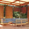 Image de vidaXL Salon de jardin 9 pcs avec coussins gris bois de pin massif