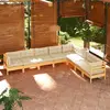 Image de vidaXL Salon de jardin 8 pcs avec coussins crème Bois de pin massif
