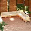 Image de vidaXL Salon de jardin 9 pcs avec coussins crème bois de pin massif