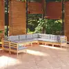 Image de vidaXL Salon de jardin 10 pcs avec coussins gris bois de pin massif