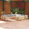 Image de vidaXL Salon de jardin 13 pcs avec coussins gris bois de pin massif