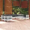 Image de vidaXL Salon de jardin 10 pcs avec coussins blanc bois de pin massif