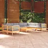 Image de vidaXL Salon de jardin 11 pcs avec coussins gris Bois de pin solide