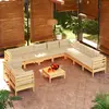 Image de vidaXL Salon de jardin 11 pcs avec coussins crème Bois de pin solide