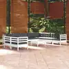 Image de vidaXL Salon de jardin 11 pcs avec coussins blanc bois de pin solide