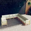 Image de vidaXL Salon de jardin 11 pcs avec coussins crème Bois de pin solide