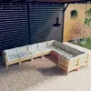 Image de vidaXL Salon de jardin 9 pcs avec coussins crème bois de pin