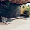 Image de vidaXL Salon de jardin 10 pcs avec coussins blanc bois de pin massif