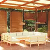 Image de vidaXL Salon de jardin 11 pcs avec coussins crème Bois de pin solide