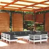 Image de vidaXL Salon de jardin 13 pcs avec coussins blanc bois de pin