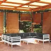 Image de vidaXL Salon de jardin 10 pcs avec coussins blanc bois de pin