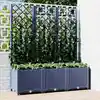 Image de vidaXL Jardinière avec treillis bleu gris 120x40x136 cm PP