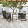 Image de vidaXL Ensemble à manger de jardin 3 pcs Résine tressée Gris