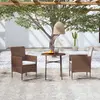 Image de vidaXL Ensemble à manger de jardin 3pcs Résine tressée Marron