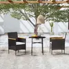 Image de vidaXL Ensemble à manger de jardin 3 pcs Résine tressée Noir