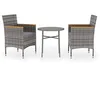 Image de vidaXL Ensemble de Salle à Manger de Jardin 3 pcs Ensemble à Dîner de Patio Mobilier de Repas d'Extérieur Terrasse Résine Tressée Gris