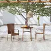 Image de vidaXL Ensemble à manger de jardin 3pcs Résine tressée Marron