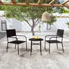 Image de vidaXL Ensemble à manger de jardin 3 pcs Résine tressée Noir