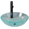 Image de Lavabo de bain avec robinet et drain à poussoir Verre trempé