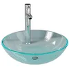 Image de Lavabo de bain avec robinet et drain à poussoir Verre trempé