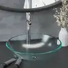 Image de vidaXL Lavabo de bain avec robinet et drain à poussoir Verre trempé