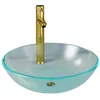 Image de vidaXL Lavabo de bain avec robinet et drain à poussoir Verre trempé