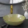 Image de vidaXL Lavabo de bain avec robinet et drain à poussoir Verre trempé