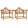 Image de vidaXL Lot de 2 Chaises de Jardin, Sièges avec Accoudoirs, Fauteuils avec Dossier, Meubles de Patio Terrasse Extérieur, Bois de Teck Massif