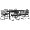 Image de Ensemble à manger de jardin 9 pcs noir rotin PVC