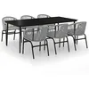 Image de vidaXL Ensemble de Salle à Manger de Jardin 7 pcs Mobilier à Dîner Table et Chaises de Repas Meubles de Terrasse Patio Extérieur Gris